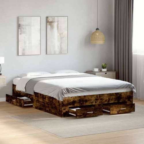 Okvir kreveta s ladicama boja hrasta 140x190 cm - Dimljeni hrast 140 x 190 cm Cijena