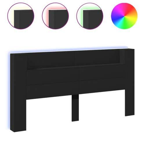 Ormarić za uzglavlje s LED svjetlima crni 200x16,5x103,5 cm - Crna 200 x 16.5 x 103.5 cm 1 Cijena