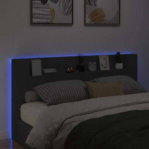 Ormarić za uzglavlje s LED svjetlima crni 200x16,5x103,5 cm - Crna 200 x 16.5 x 103.5 cm 1 Cijena