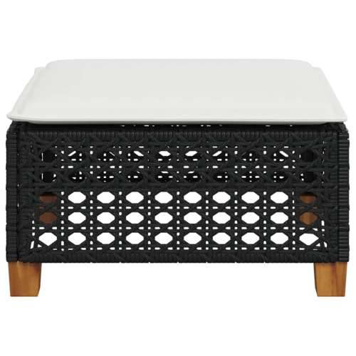 Vrtni tabure s jastukom crni 63,5x56x32 cm od poliratana - Crna 1 tkanje s rupama Cijena
