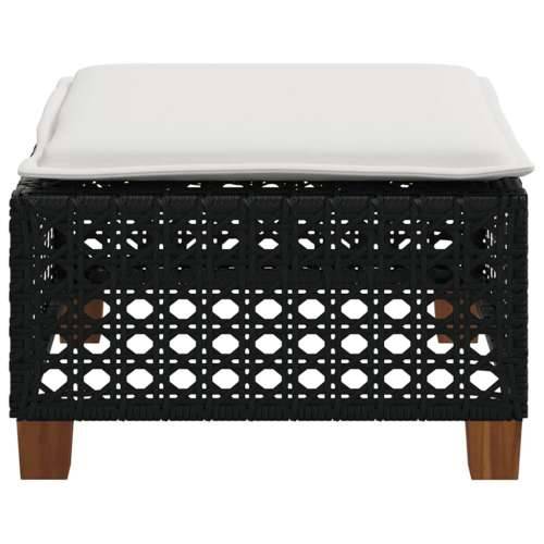 Vrtni tabure s jastukom crni 63,5x56x32 cm od poliratana - Crna 1 tkanje s rupama Cijena