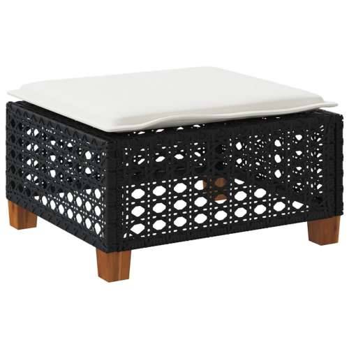 Vrtni tabure s jastukom crni 63,5x56x32 cm od poliratana - Crna 1 tkanje s rupama Cijena