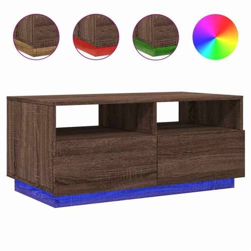 Stolić za kavu s LED svjetlima smeđi hrast 90x49x40 cm - Smeđi hrast 1 90 cm Cijena