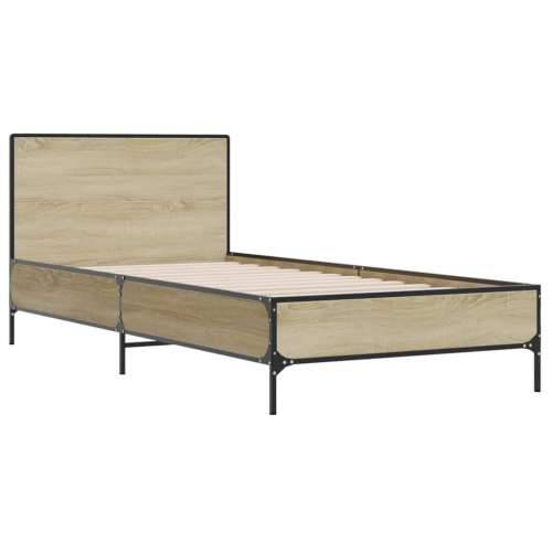 Okvir za krevet boja hrasta 100x200cm konstruirano drvo i metal - sonoma hrast 100 x 200 cm Cijena