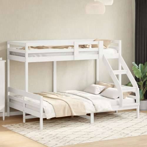 Krevet na kat 80x200/140x200 cm masivna borovina bijela - Bijela 1 Cijena