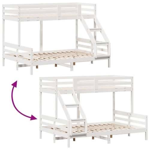 Krevet na kat 80x200/140x200 cm masivna borovina bijela - Bijela 1 Cijena