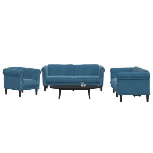 3-dijelni set sofa plavi baršunasti Cijena