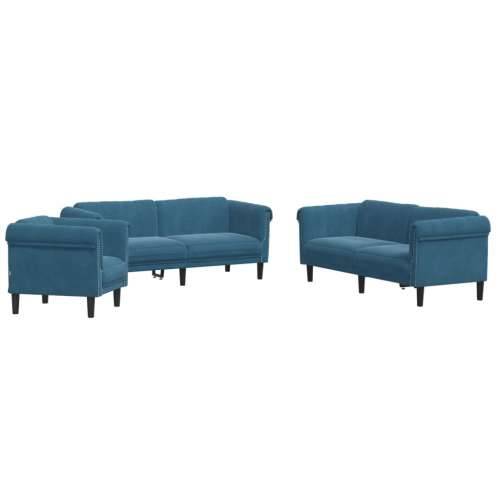 3-dijelni set sofa plavi baršunasti Cijena