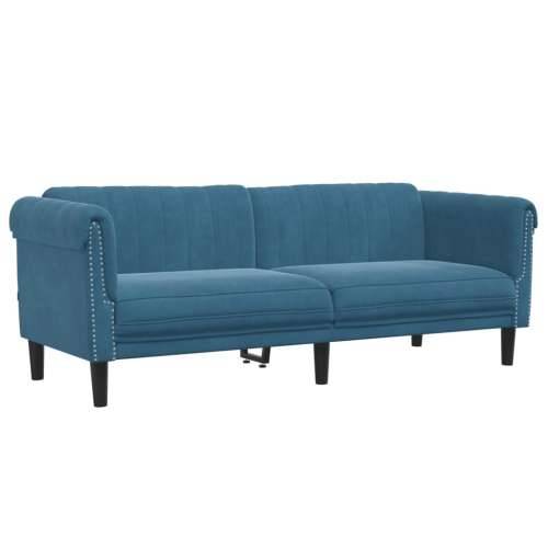 3-dijelni set sofa plavi baršunasti - Plava 1-sjedalo + dvosjed + trosjed Cijena