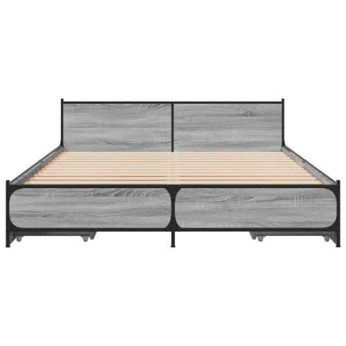 Okvir za krevet s ladicama boja hrasta 150x200 cm drveni - Sivi hrast sonoma 150 x 200 cm Cijena