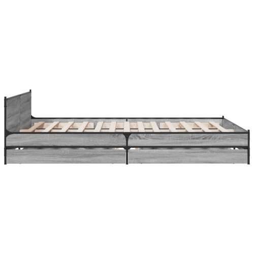 Okvir za krevet s ladicama boja hrasta 150x200 cm drveni - Sivi hrast sonoma 150 x 200 cm Cijena