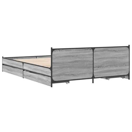 Okvir za krevet s ladicama boja hrasta 150x200 cm drveni - Sivi hrast sonoma 150 x 200 cm Cijena