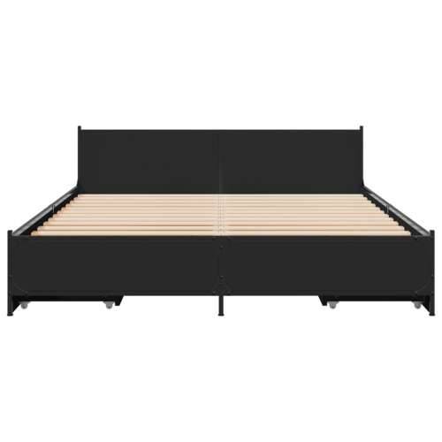 Okvir kreveta s ladicama crni 140 x 200 cm konstruirano drvo - Crna 140 x 200 cm Cijena