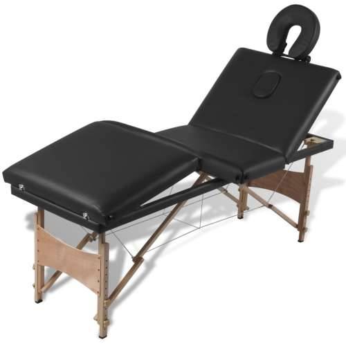 Crni sklopivi stol za masažu s 4 zone i drvenim okvirom Cijena