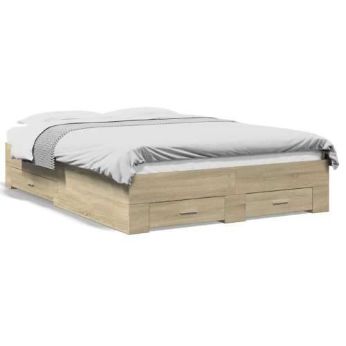 Okvir za krevet s ladicama boja hrasta 135x190 cm drveni - sonoma hrast 135 x 190 cm Cijena