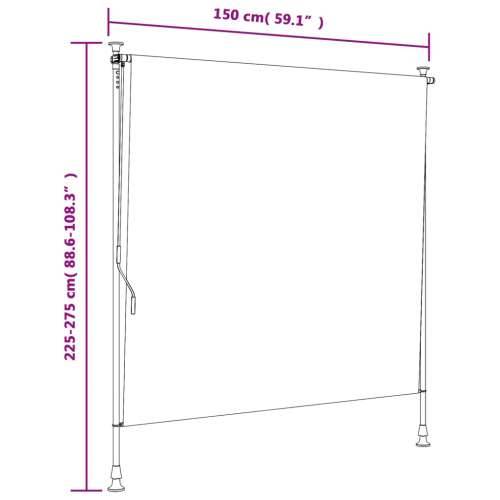 Vanjska roleta plavo-bijela 150 x 270 cm od tkanine i čelika Cijena