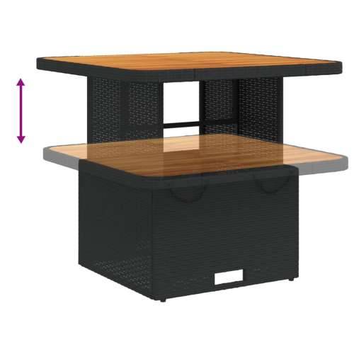 Vrtna garnitura - 5-dijelni vrtni blagovaonski set s jastucima od poliratana crni - Crna Dužina stola 80 cm 4 Cijena