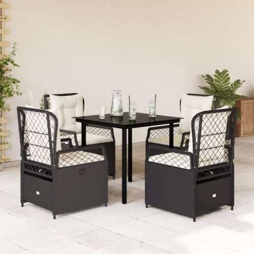 Vrtna garnitura - 5-dijelni vrtni blagovaonski set s jastucima od poliratana crni - Crna 80 x 80 x 74 cm 4 Cijena