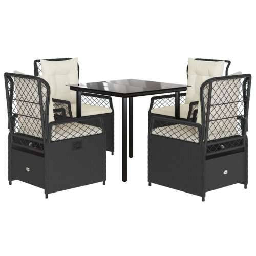Vrtna garnitura - 5-dijelni vrtni blagovaonski set s jastucima od poliratana crni - Crna 80 x 80 x 74 cm 4 Cijena