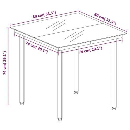 Vrtna garnitura - 5-dijelni vrtni blagovaonski set s jastucima od poliratana crni - Crna 80 x 80 x 74 cm 4 Cijena