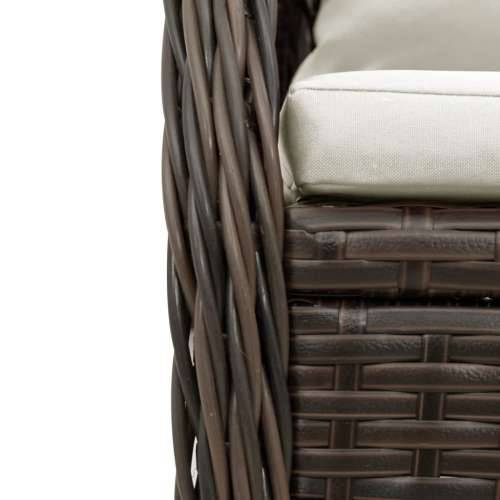 Vrtna garnitura - 3-dijelni vrtni blagovaonski set s jastucima poliratan smeđi - Smeđa 80 x 80 x 74 cm 2 Cijena