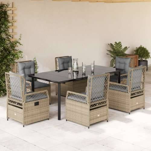 Vrtna garnitura - 7-dijelni vrtni blagovaonski set od poliratana s jastucima bež - bež i svjetlosiva 200 x 100 x 74 cm 6 Cijena