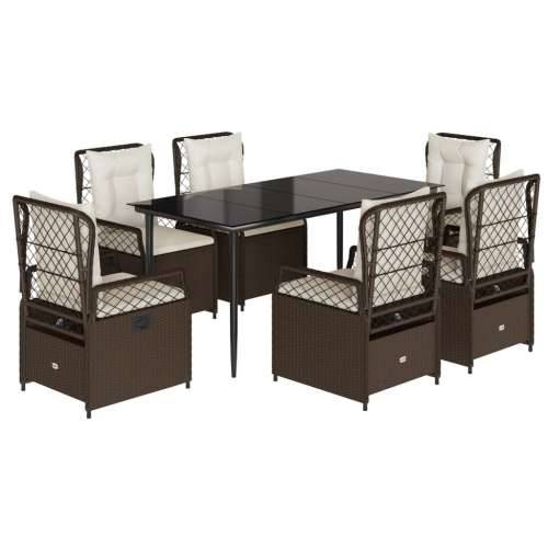 Vrtna garnitura - 7-dijelni vrtni blagovaonski set s jastucima poliratan smeđi - Smeđa 160 x 80 x 74 cm 6 Cijena