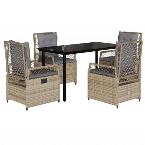 Vrtna garnitura - 5-dijelni vrtni blagovaonski set od poliratana s jastucima bež - bež i svjetlosiva 140 x 70 x 74 cm 4 Cijena