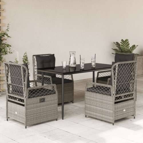 Vrtna garnitura - 5-dijelni vrtni blagovaonski set od poliratana s jastucima sivi - Svjetlosiva 140 x 70 x 74 cm 4 Cijena