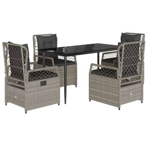 Vrtna garnitura - 5-dijelni vrtni blagovaonski set od poliratana s jastucima sivi - Svjetlosiva 140 x 70 x 74 cm 4 Cijena
