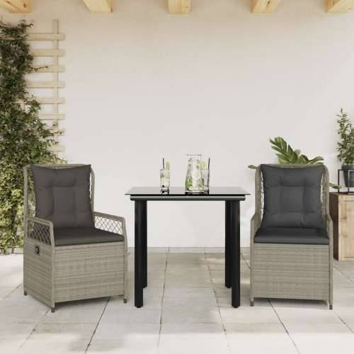 Vrtna garnitura - 3-dijelni vrtni blagovaonski set svjetlosivi od poliratana - Svjetlosiva 80 x 80 x 74 cm 2 Cijena