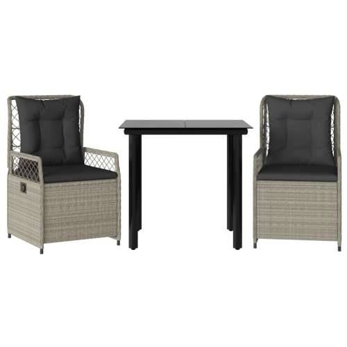 Vrtna garnitura - 3-dijelni vrtni blagovaonski set svjetlosivi od poliratana - Svjetlosiva 80 x 80 x 74 cm 2 Cijena