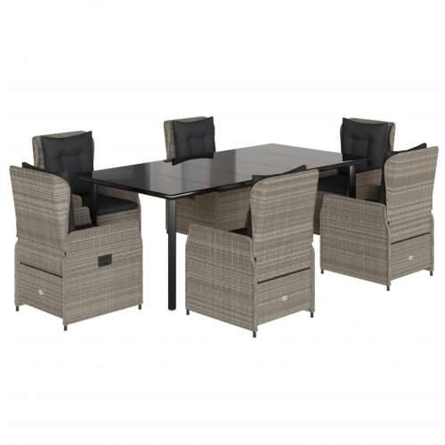 Vrtna garnitura - 7-dijelni vrtni blagovaonski set od poliratana s jastucima sivi - Svjetlosiva 200 x 100 x 74 cm 6 Cijena