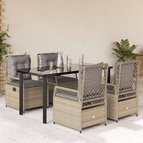 Vrtna garnitura - 5-dijelni vrtni blagovaonski set od poliratana s jastucima bež - bež i svjetlosiva 160 x 80 x 74 cm 4 Cijena