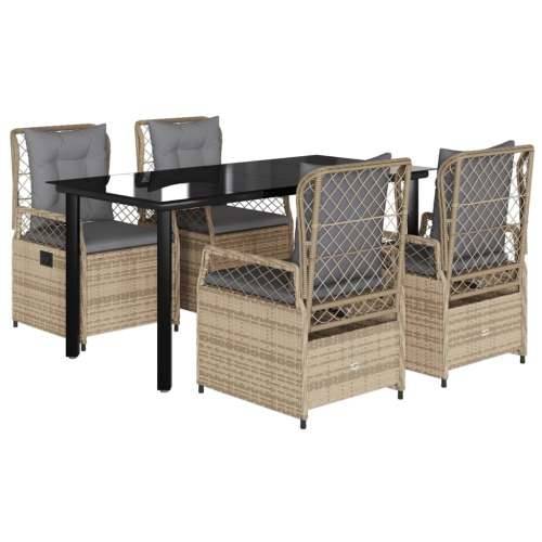 Vrtna garnitura - 5-dijelni vrtni blagovaonski set od poliratana s jastucima bež - bež i svjetlosiva 160 x 80 x 74 cm 4 Cijena