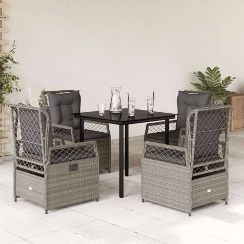 Vrtna garnitura - 5-dijelni vrtni blagovaonski set od poliratana s jastucima sivi - Svjetlosiva 80 x 80 x 74 cm 4 Cijena