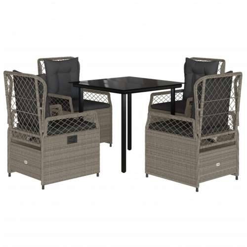 Vrtna garnitura - 5-dijelni vrtni blagovaonski set od poliratana s jastucima sivi - Svjetlosiva 80 x 80 x 74 cm 4 Cijena