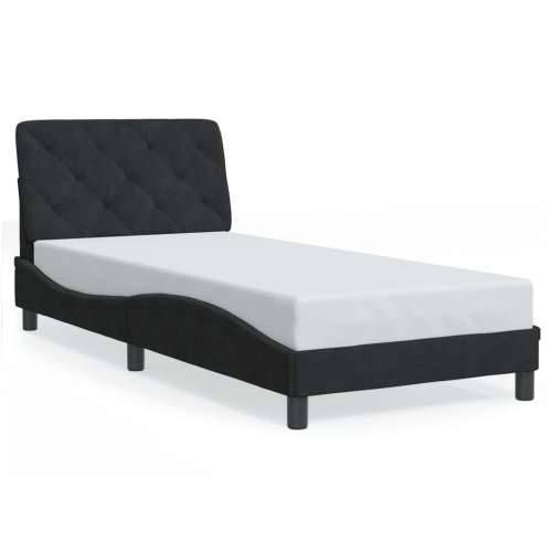 Okvir za krevet s uzglavljem crni 90x200 cm baršunasti - Crna 90 x 200 cm Cijena