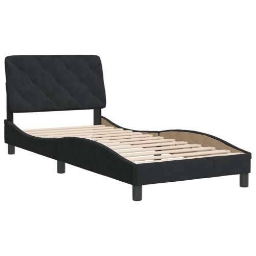 Okvir za krevet s uzglavljem crni 90x200 cm baršunasti - Crna 90 x 200 cm Cijena