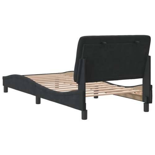 Okvir za krevet s uzglavljem crni 90x200 cm baršunasti - Crna 90 x 200 cm Cijena