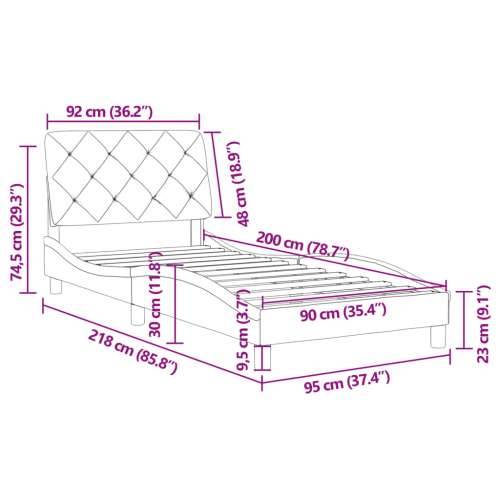 Okvir kreveta s uzglavljem plavi 90 x 200 cm baršunasti Plava 90 x 200 cm Cijena