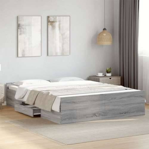 Okvir za krevet s ladicama boja hrasta 140x200 cm drveni - Sivi hrast sonoma 140 x 200 cm Cijena