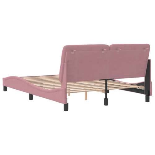 Okvir za krevet s uzglavljem ružičasti 140x190 cm baršunasti - Ružičasta 140 x 190 cm Cijena
