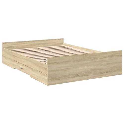 Okvir za krevet s ladicama boja hrasta 135x190 cm drveni - sonoma hrast 135 x 190 cm Cijena