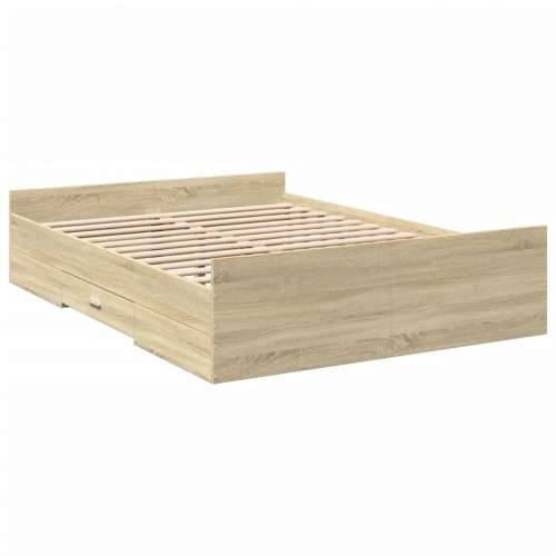 Okvir za krevet s ladicama boja hrasta 135x190 cm drveni - sonoma hrast 135 x 190 cm Cijena