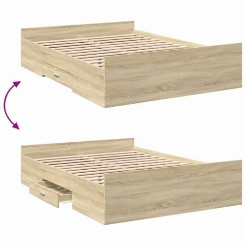Okvir za krevet s ladicama boja hrasta 135x190 cm drveni - sonoma hrast 135 x 190 cm Cijena