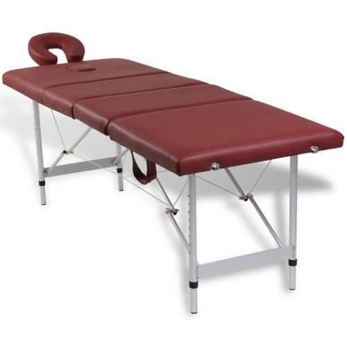 Sklopivi masažni stol s drvenim okvirom, 4 zone, crveni Cijena