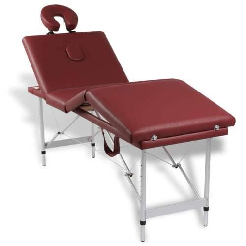 Sklopivi masažni stol s drvenim okvirom, 4 zone, crveni Cijena