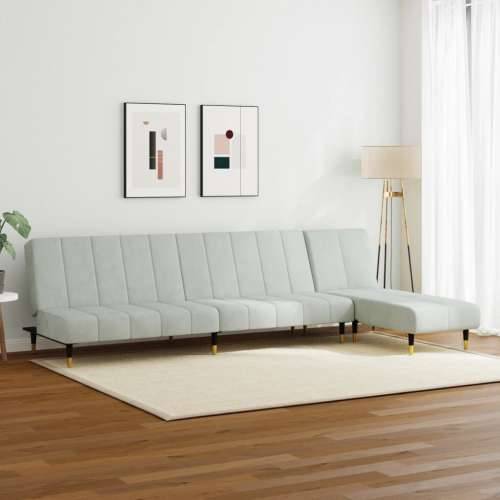 2-dijelni set sofa svjetlosivi baršunasti - Svjetlosiva Bez naslona za ruke Cijena