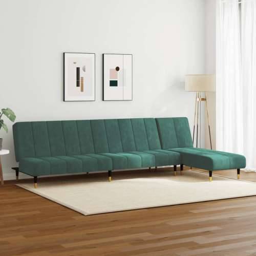 2-dijelni set sofa tamnozeleni baršunasti - Tamnozelena Bez naslona za ruke Cijena